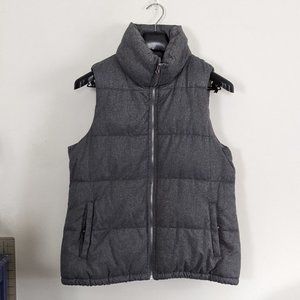 OLD NAVY Women’s Gray Puffer Vest in Wool-Inspired Exterior with Fleece, Sz M
